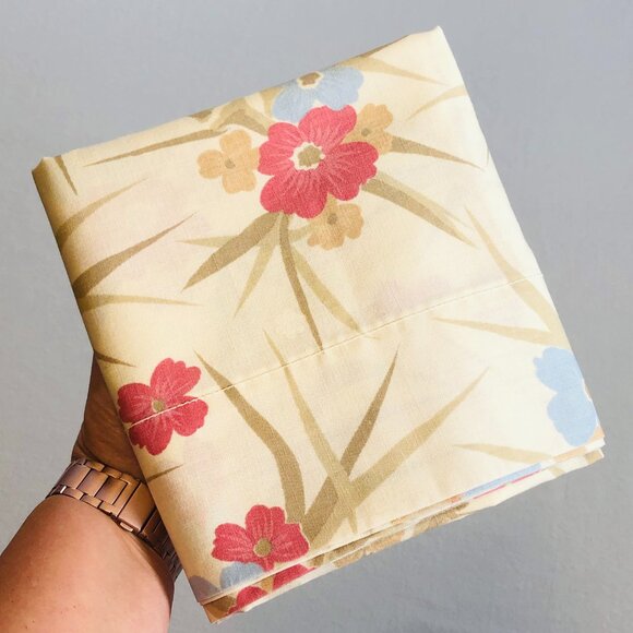 Vintage WABASSO Floral Pillowcase- SINGLE: Raspberry Pink & Glacier Blue Wildflo - Picture 6 of 11